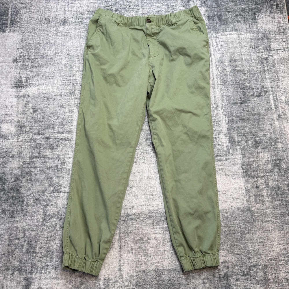 BearBottom Pants Mens XL Green Jogger Chino Cotton Elastic Waist Stretch 33x28